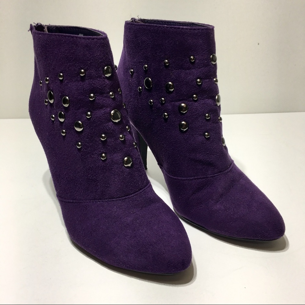 Lane Bryant Purple Faux Suede Studded Booties 9W